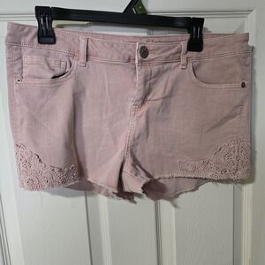 Rue21 Pink Lace Trim Jean Shorts
